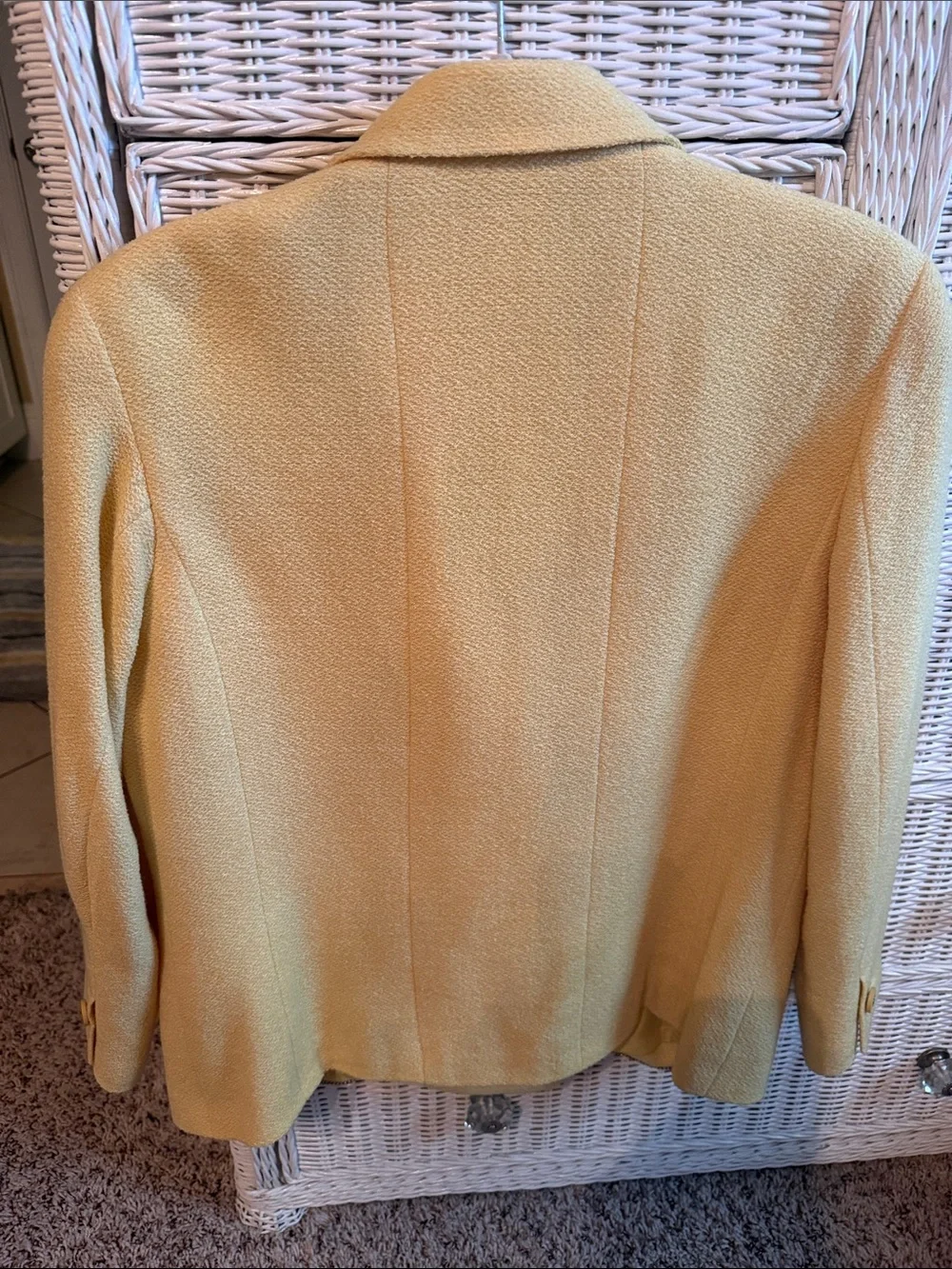 CHANEL Boutique Pale Yellow Boucle Tweed Blazer